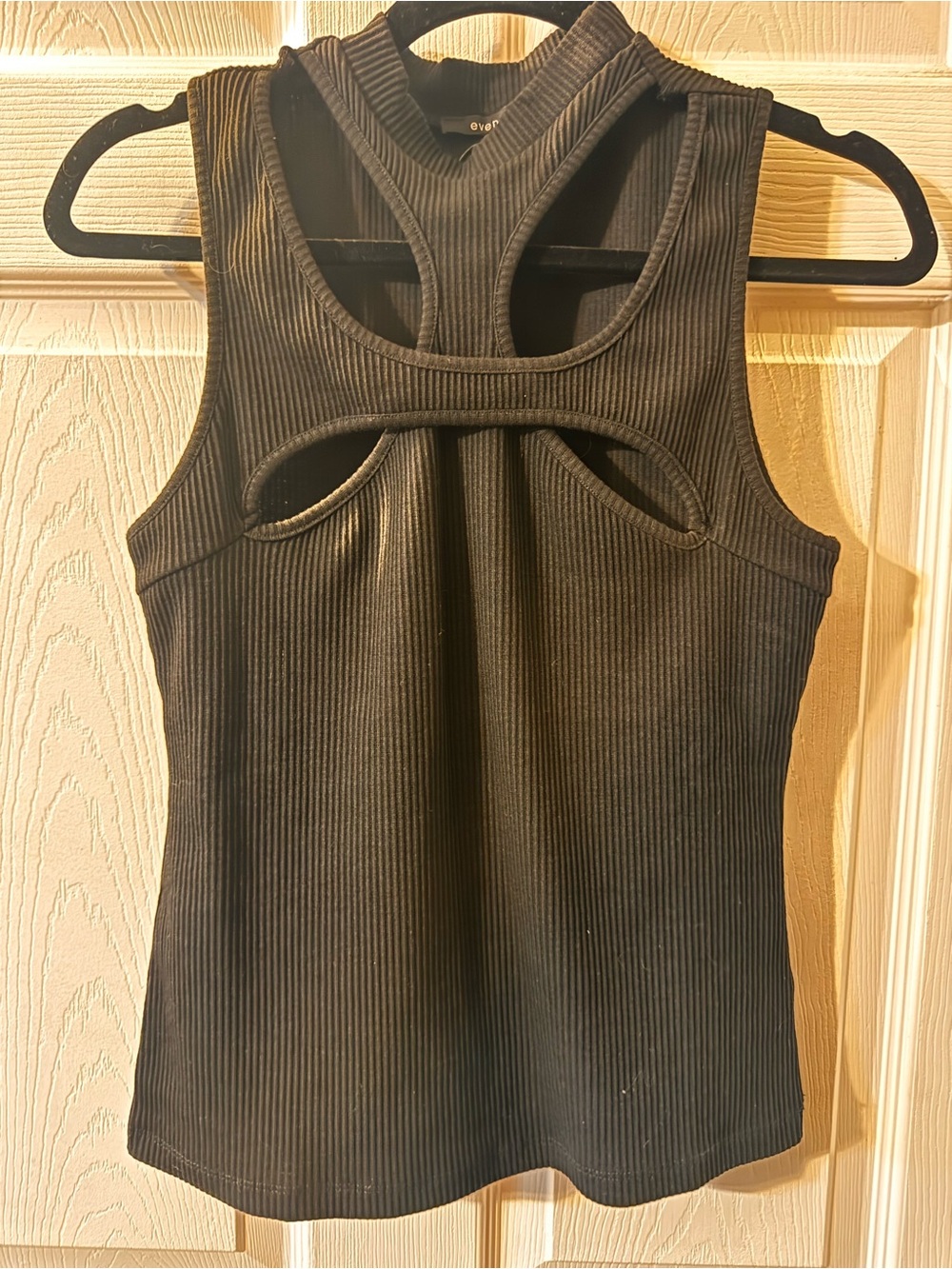 Women’s Black Ribbed Cutout Racerback Tank Top